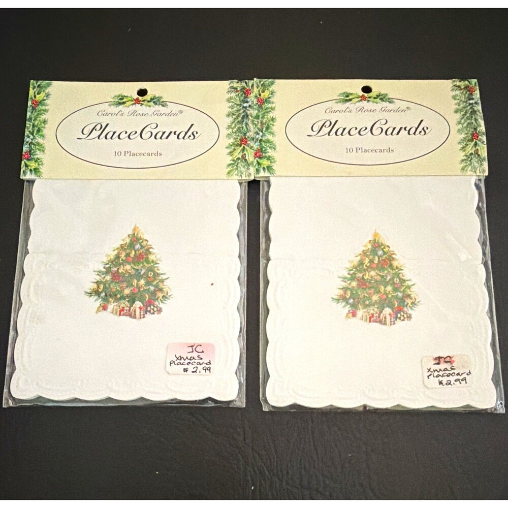 Vintage Carol Wilson Carols Rose Garden Christmas Tree Place Cards 20ct